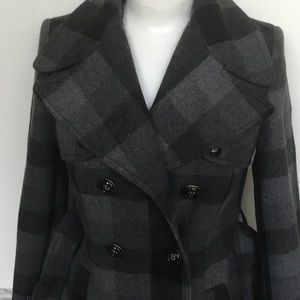 Black/Gray Tweed Wool Coat